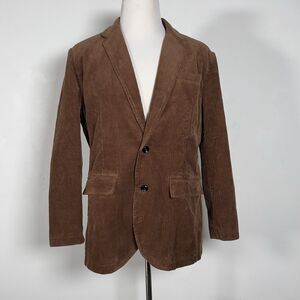 Chouyatou Corduroy Blazer Jacket Mens Sz L Brown 2 Button Ventless Preppy